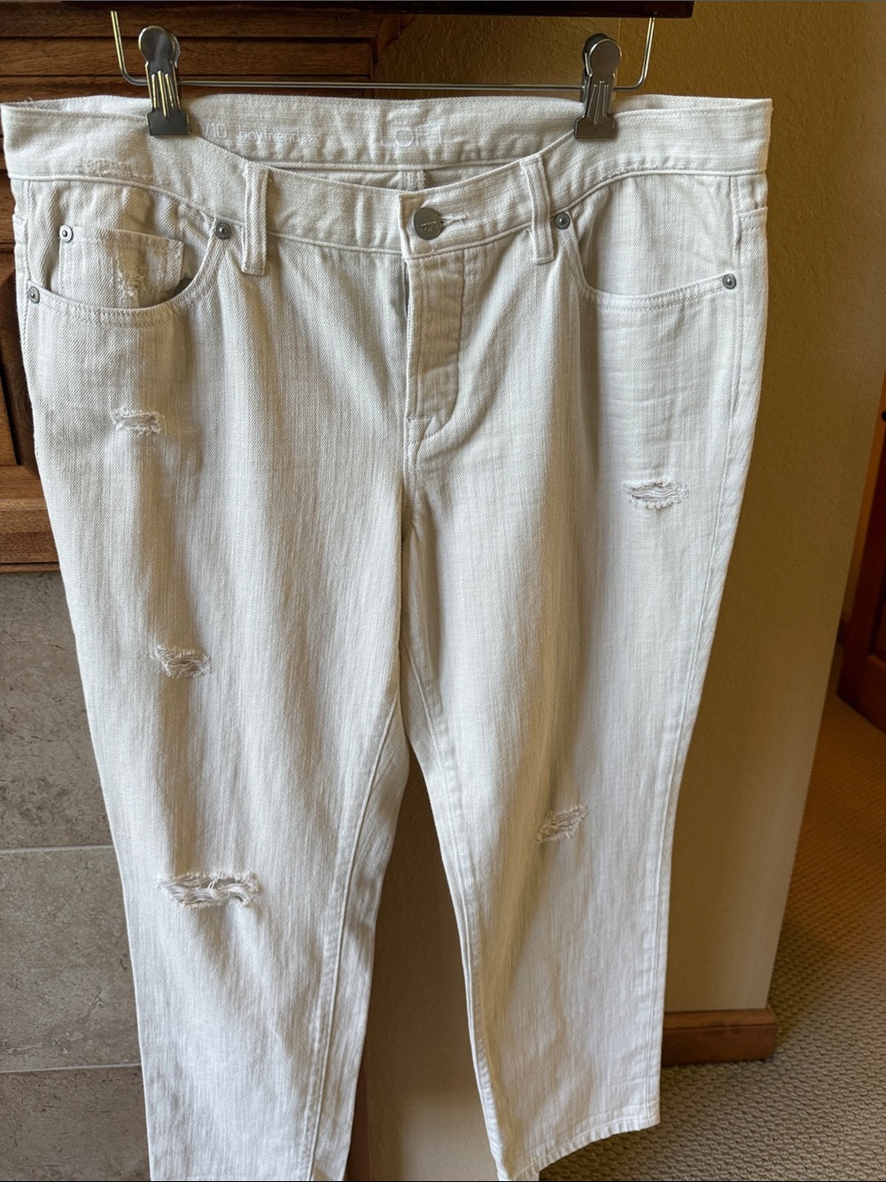 Cream colored Distressed Women's Jeans